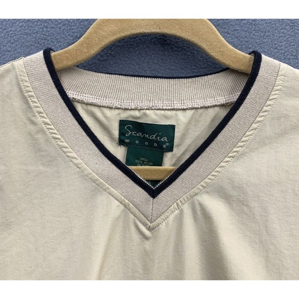 Scandia Woods V Neck Pullover Windbreaker Shirt Vesy Men Small Beige Zip Sleeves - Picture 4 of 14